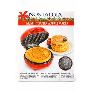 Nostalgia MyMini Santa Mini Waffle Maker 5 Inch Nonstick Electric Breakfast